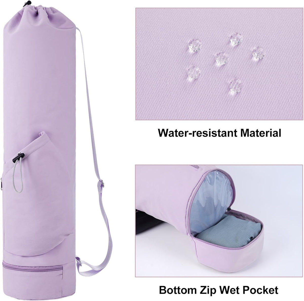 Yoga Mat Bag with Water Bottle Pocket & Wet Pocket for Women | Yoga mat carrier fits 1/8"-3/8" yoga mats, quick-access multi-pocket organization, lightweight for gym, Pilates & studio