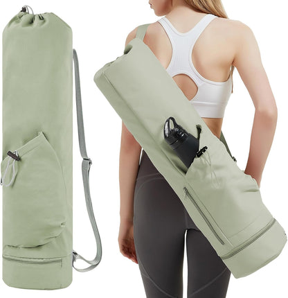 Yoga Mat Bag with Water Bottle Pocket & Wet Pocket for Women | Yoga mat carrier fits 1/8"-3/8" yoga mats, quick-access multi-pocket organization, lightweight for gym, Pilates & studio