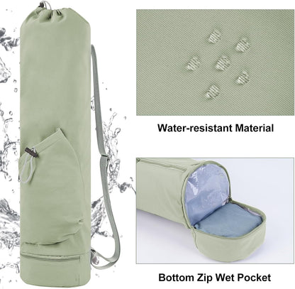 Yoga Mat Bag with Water Bottle Pocket & Wet Pocket for Women | Yoga mat carrier fits 1/8"-3/8" yoga mats, quick-access multi-pocket organization, lightweight for gym, Pilates & studio