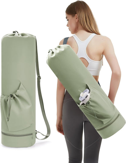 Yoga Mat Bag with Water Bottle Pocket & Wet Pocket for Women | Yoga mat carrier fits 1/8"-3/8" yoga mats, quick-access multi-pocket organization, lightweight for gym, Pilates & studio
