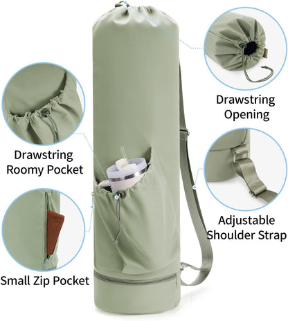 Yoga Mat Bag with Water Bottle Pocket & Wet Pocket for Women | Yoga mat carrier fits 1/8"-3/8" yoga mats, quick-access multi-pocket organization, lightweight for gym, Pilates & studio