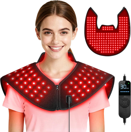Red Light Therapy for Body, Infrared Light Therapy for Neck and Shoulder at Indoor, Neck Massager, Pain Relief, 194 LEDs, 660nm & 850nm, 30W High Power
