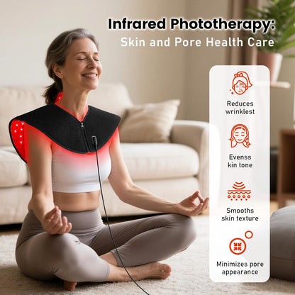 Red Light Therapy for Body, Infrared Light Therapy for Neck and Shoulder at Indoor, Neck Massager, Pain Relief, 194 LEDs, 660nm & 850nm, 30W High Power