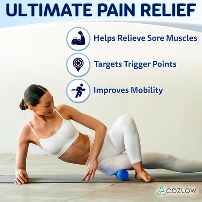 Peanut Massage Ball - Deep Tissue Therapy, Pain Relief - Cobalt Blue | 5" double lacrosse silicone massage ball, trigger point roller for mobility, acupressure tool for myofascial release