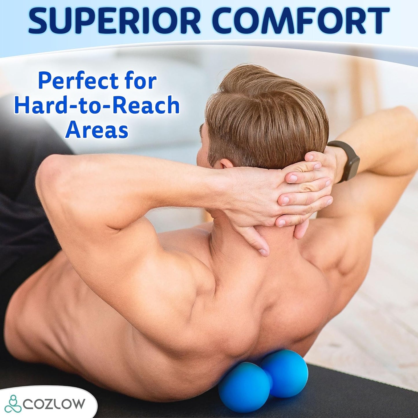 Peanut Massage Ball - Deep Tissue Therapy, Pain Relief - Cobalt Blue | 5" double lacrosse silicone massage ball, trigger point roller for mobility, acupressure tool for myofascial release