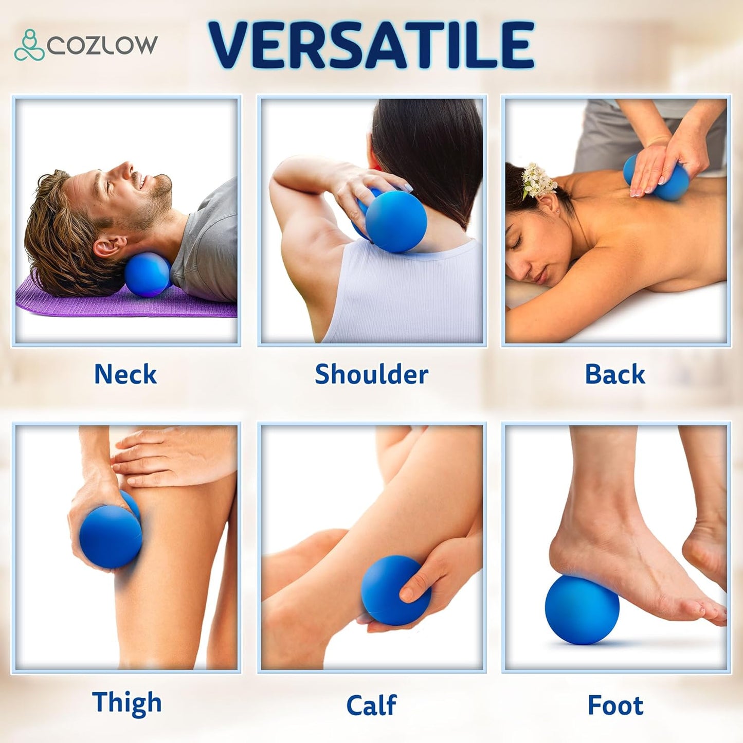 Peanut Massage Ball - Deep Tissue Therapy, Pain Relief - Cobalt Blue | 5" double lacrosse silicone massage ball, trigger point roller for mobility, acupressure tool for myofascial release