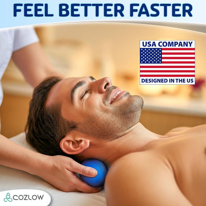 Peanut Massage Ball - Deep Tissue Therapy, Pain Relief - Cobalt Blue | 5" double lacrosse silicone massage ball, trigger point roller for mobility, acupressure tool for myofascial release