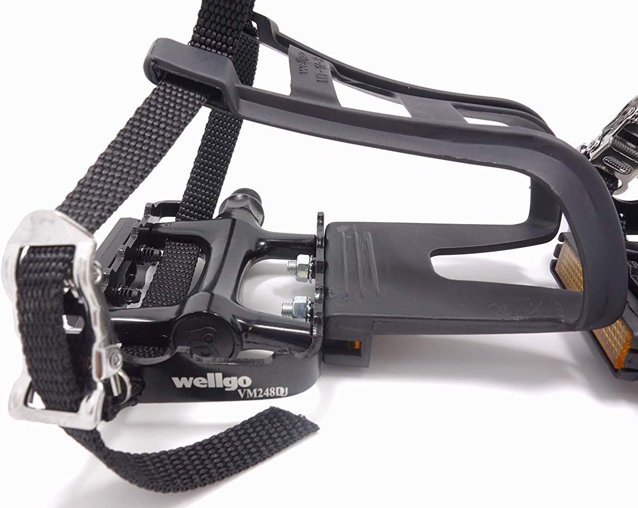 Bike Pedals with Clips and Straps for Outdoor Cycling and Indoor Stationary Bike 9/16-Inch Spindle Resin/Alloy Bicycle Pedals