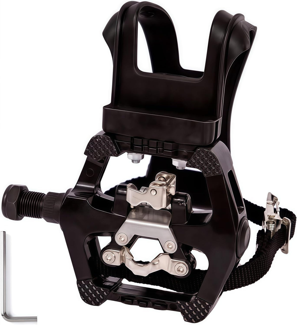 Pro-Grade SPD Spin Bike Pedals and Straps/Toe Clip for Indoor Exercise Cycling & Spin Peloton/Schwinn/Sunny/Bikes Compatible, 9/16" Axle with Sealed Bearings + 12-Month Warranty