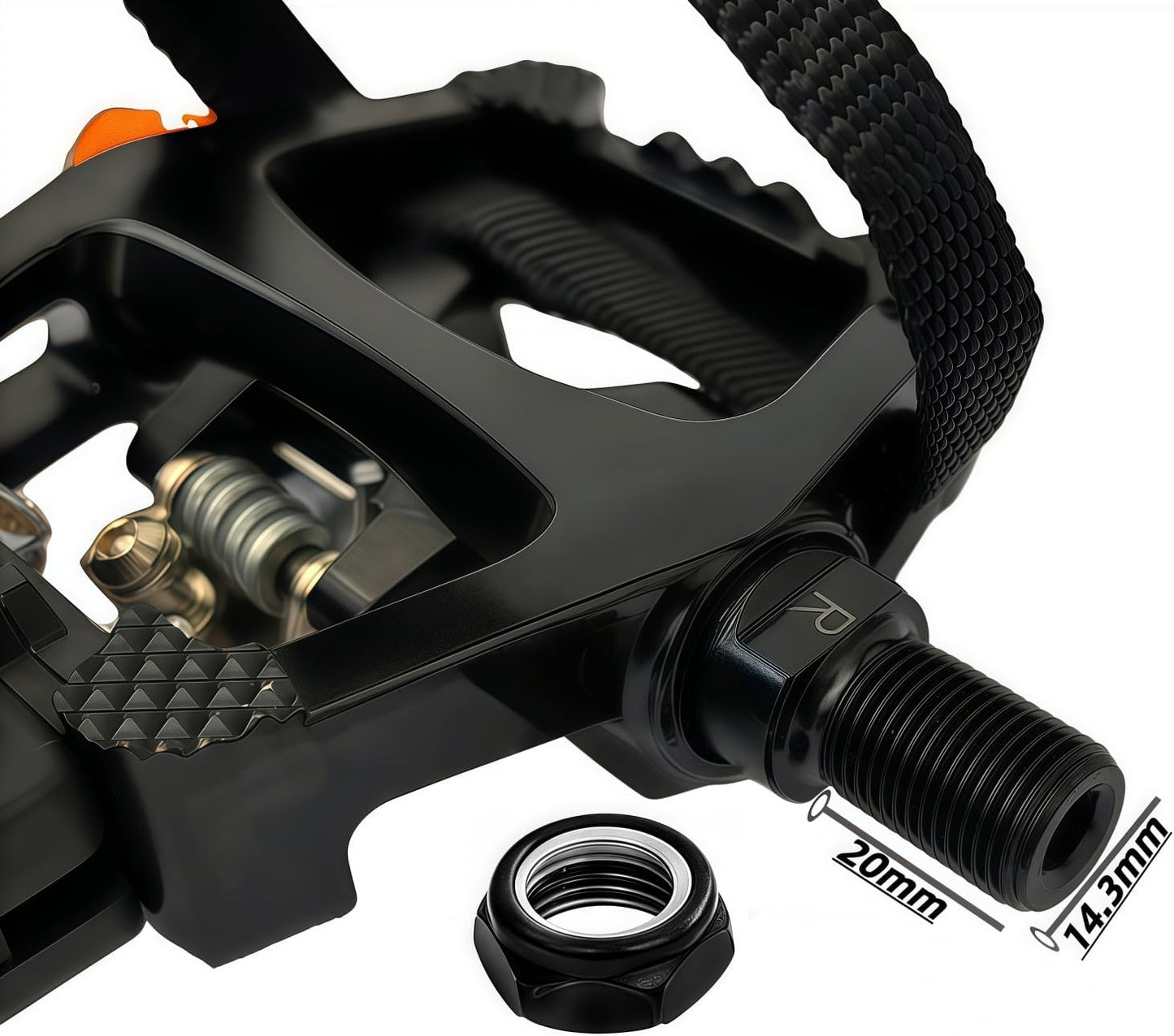 Pro-Grade SPD Spin Bike Pedals and Straps/Toe Clip for Indoor Exercise Cycling & Spin Peloton/Schwinn/Sunny/Bikes Compatible, 9/16" Axle with Sealed Bearings + 12-Month Warranty