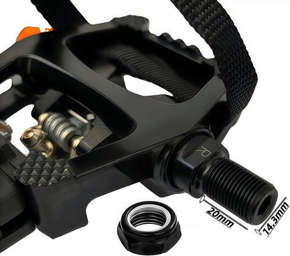 Pro-Grade SPD Spin Bike Pedals and Straps/Toe Clip for Indoor Exercise Cycling & Spin Peloton/Schwinn/Sunny/Bikes Compatible, 9/16" Axle with Sealed Bearings + 12-Month Warranty