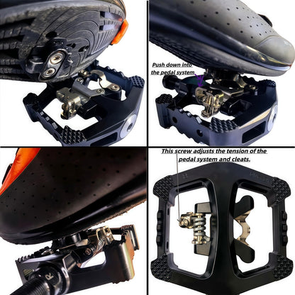 Pro-Grade SPD Spin Bike Pedals and Straps/Toe Clip for Indoor Exercise Cycling & Spin Peloton/Schwinn/Sunny/Bikes Compatible, 9/16" Axle with Sealed Bearings + 12-Month Warranty