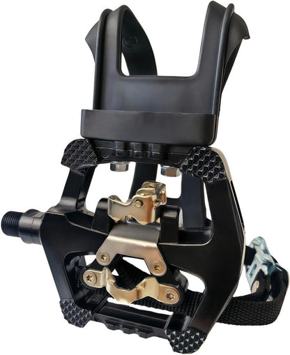 Pro-Grade SPD Spin Bike Pedals and Straps/Toe Clip for Indoor Exercise Cycling & Spin Peloton/Schwinn/Sunny/Bikes Compatible, 9/16" Axle with Sealed Bearings + 12-Month Warranty