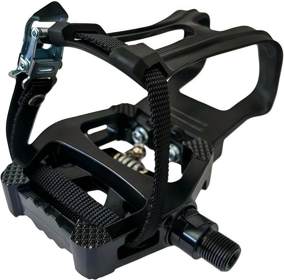 Pro-Grade SPD Spin Bike Pedals and Straps/Toe Clip for Indoor Exercise Cycling & Spin Peloton/Schwinn/Sunny/Bikes Compatible, 9/16" Axle with Sealed Bearings + 12-Month Warranty