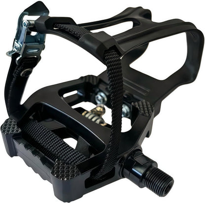 Pro-Grade SPD Spin Bike Pedals and Straps/Toe Clip for Indoor Exercise Cycling & Spin Peloton/Schwinn/Sunny/Bikes Compatible, 9/16" Axle with Sealed Bearings + 12-Month Warranty