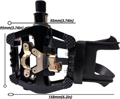 Pro-Grade SPD Spin Bike Pedals and Straps/Toe Clip for Indoor Exercise Cycling & Spin Peloton/Schwinn/Sunny/Bikes Compatible, 9/16" Axle with Sealed Bearings + 12-Month Warranty