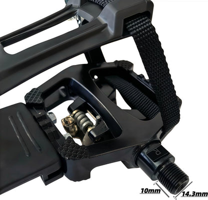 Pro-Grade SPD Spin Bike Pedals and Straps/Toe Clip for Indoor Exercise Cycling & Spin Peloton/Schwinn/Sunny/Bikes Compatible, 9/16" Axle with Sealed Bearings + 12-Month Warranty