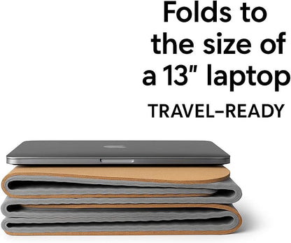 TRUE FOLDING Cork Yoga Mat 5mm Thick - Not Rolled, Fits in Backpack & Carry-On - Non-Slip Portable Mat for Travel, Pilates & Gym
