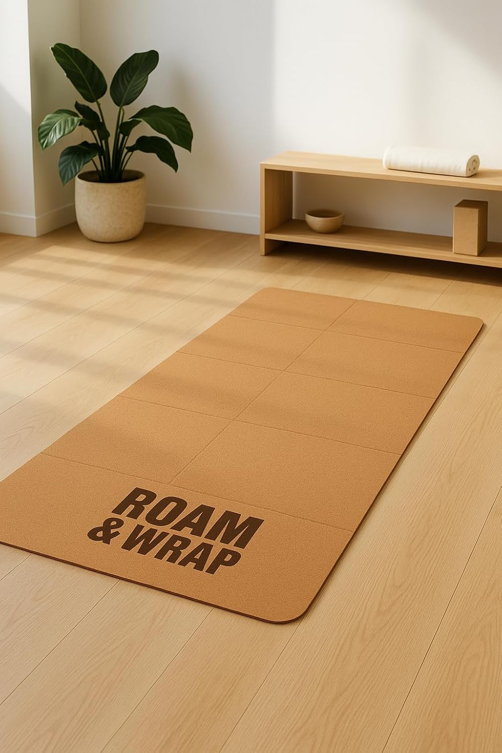 TRUE FOLDING Cork Yoga Mat 5mm Thick - Not Rolled, Fits in Backpack & Carry-On - Non-Slip Portable Mat for Travel, Pilates & Gym