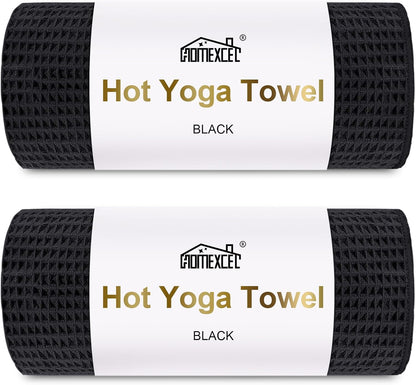 Hot Yoga Towels 2 Pack, (26.5" x 72") Non-Slip & Ultra-Absorbent Microfiber Yoga Mat Towels for Hot Yoga, Pilates, Exercise, Fitness, Bikram and Workout, Blue/Pink