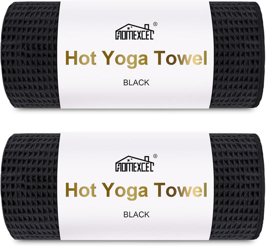 Hot Yoga Towels 2 Pack, (26.5" x 72") Non-Slip & Ultra-Absorbent Microfiber Yoga Mat Towels for Hot Yoga, Pilates, Exercise, Fitness, Bikram and Workout, Blue/Pink