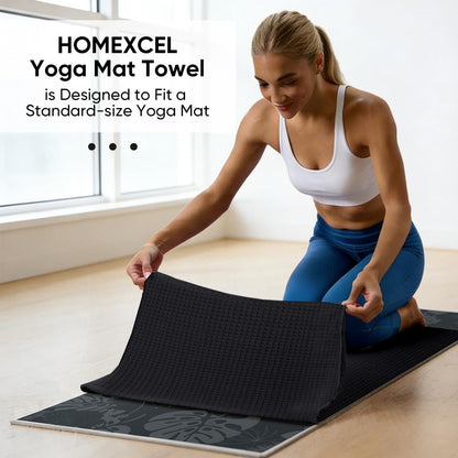 Hot Yoga Towels 2 Pack, (26.5" x 72") Non-Slip & Ultra-Absorbent Microfiber Yoga Mat Towels for Hot Yoga, Pilates, Exercise, Fitness, Bikram and Workout, Blue/Pink