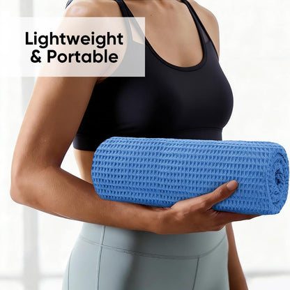 Hot Yoga Towels 2 Pack, (26.5" x 72") Non-Slip & Ultra-Absorbent Microfiber Yoga Mat Towels for Hot Yoga, Pilates, Exercise, Fitness, Bikram and Workout, Blue/Pink