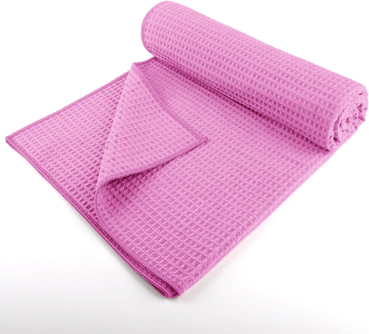 Hot Yoga Towels 2 Pack, (26.5" x 72") Non-Slip & Ultra-Absorbent Microfiber Yoga Mat Towels for Hot Yoga, Pilates, Exercise, Fitness, Bikram and Workout, Blue/Pink