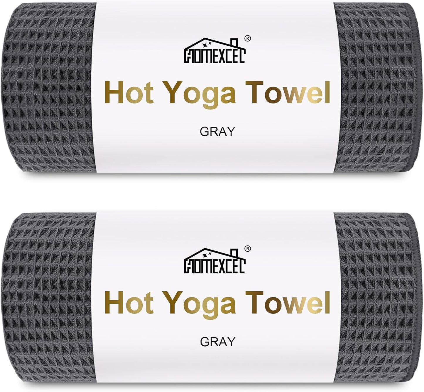 Hot Yoga Towels 2 Pack, (26.5" x 72") Non-Slip & Ultra-Absorbent Microfiber Yoga Mat Towels for Hot Yoga, Pilates, Exercise, Fitness, Bikram and Workout, Blue/Pink