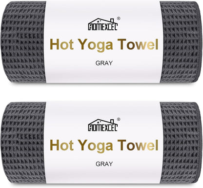 Hot Yoga Towels 2 Pack, (26.5" x 72") Non-Slip & Ultra-Absorbent Microfiber Yoga Mat Towels for Hot Yoga, Pilates, Exercise, Fitness, Bikram and Workout, Blue/Pink