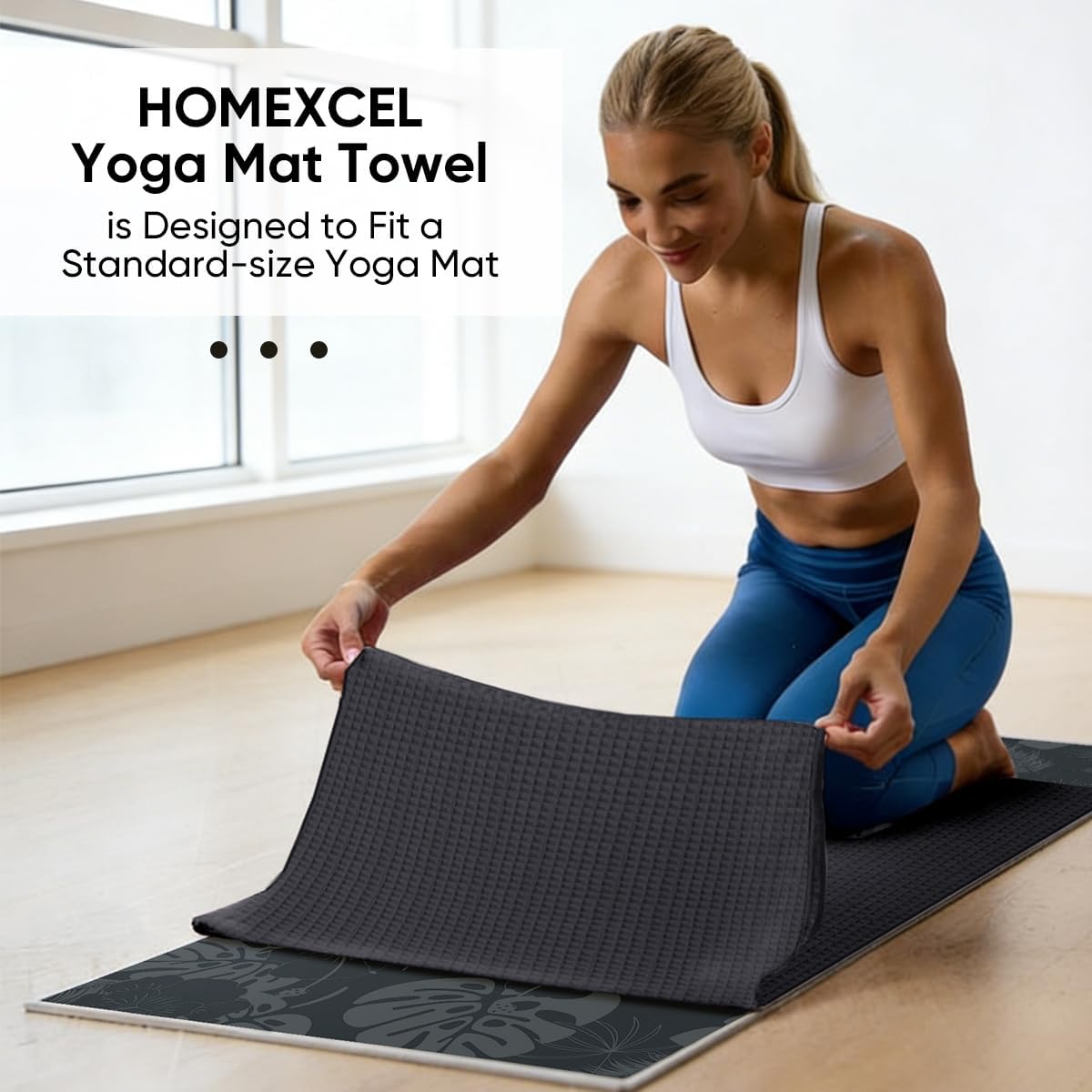 Hot Yoga Towels 2 Pack, (26.5" x 72") Non-Slip & Ultra-Absorbent Microfiber Yoga Mat Towels for Hot Yoga, Pilates, Exercise, Fitness, Bikram and Workout, Blue/Pink