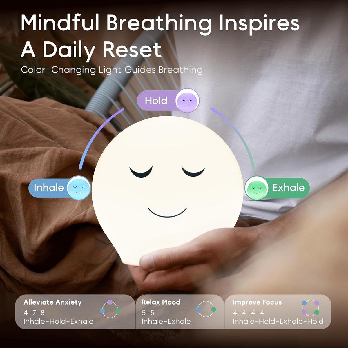 Breathing Pal 'Kyle'- Mindfulness Breathing Light, Guided Visual Meditation Breathing Light, Anxiety Relief Items for Calm Down Corner/Meditation/Sleep for Adult&Kid