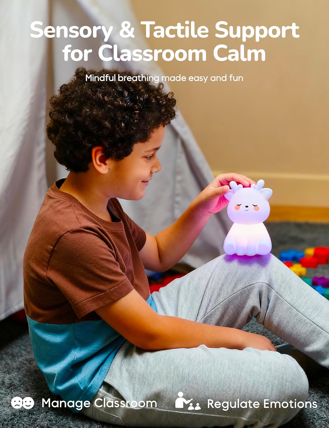 Breathing Pal 'Kyle'- Mindfulness Breathing Light, Guided Visual Meditation Breathing Light, Anxiety Relief Items for Calm Down Corner/Meditation/Sleep for Adult&Kid