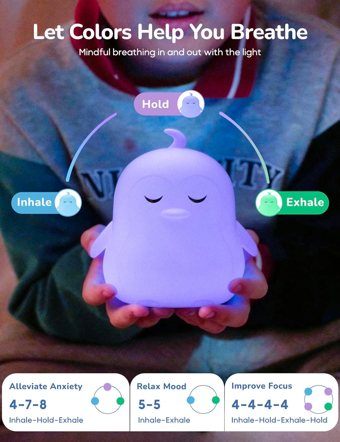 Breathing Pal 'Kyle'- Mindfulness Breathing Light, Guided Visual Meditation Breathing Light, Anxiety Relief Items for Calm Down Corner/Meditation/Sleep for Adult&Kid