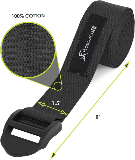 Durable Cotton Cinch Buckle Yoga Strap for Stretching, Flexibility & Physical Therapy