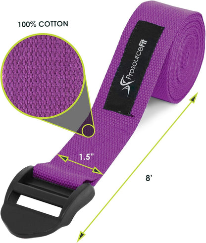 Durable Cotton Cinch Buckle Yoga Strap for Stretching, Flexibility & Physical Therapy
