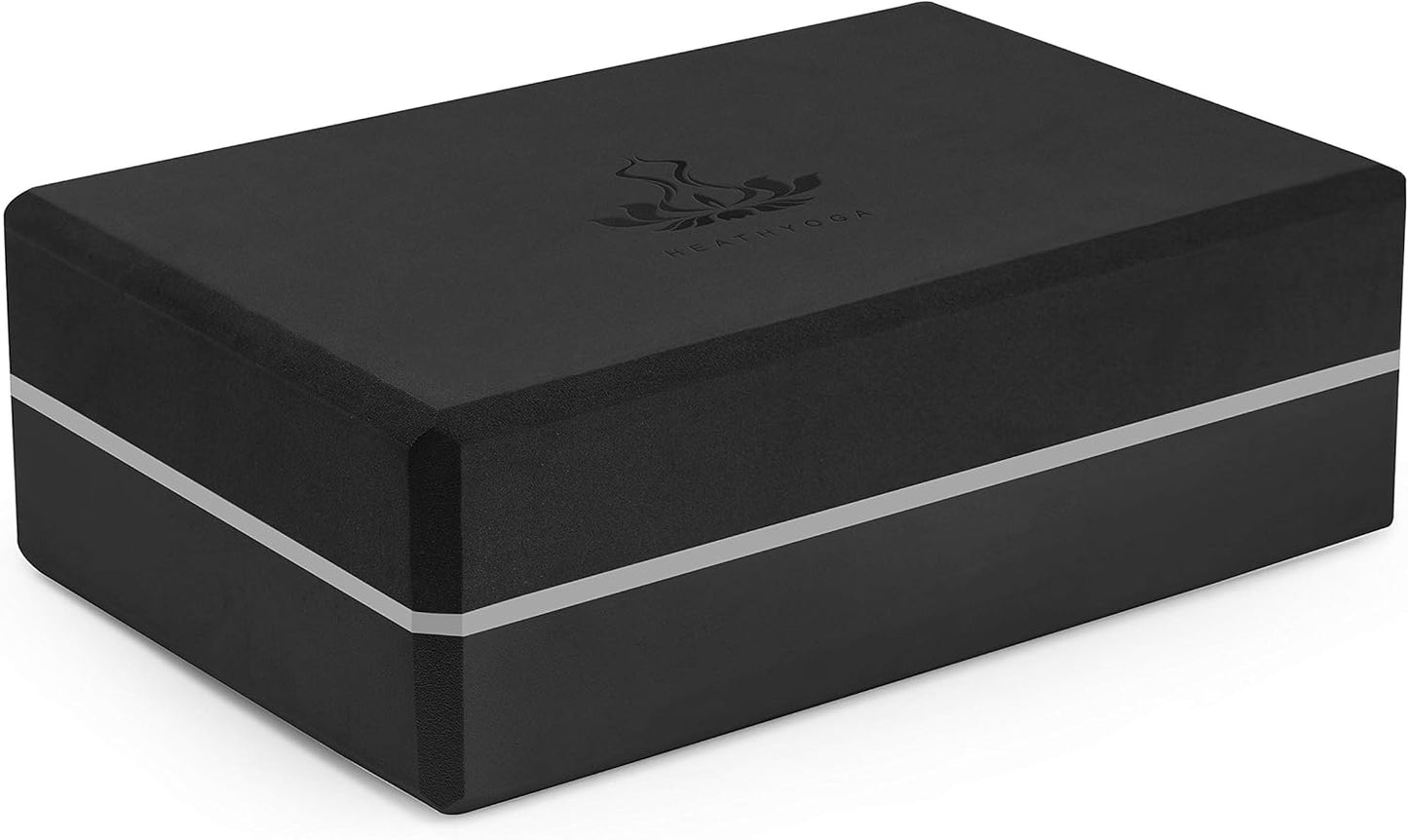 Yoga Blocks 2 Pack with Strap, High Density EVA Foam Yoga Block and Yoga Strap Set to Support and Improve Poses and Flexibility