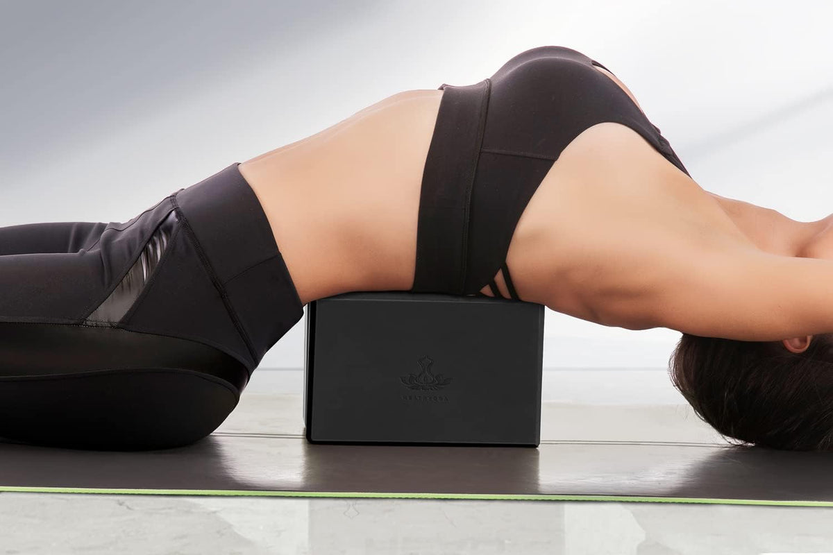 Yoga Blocks 2 Pack with Strap, High Density EVA Foam Yoga Block and Yoga Strap Set to Support and Improve Poses and Flexibility