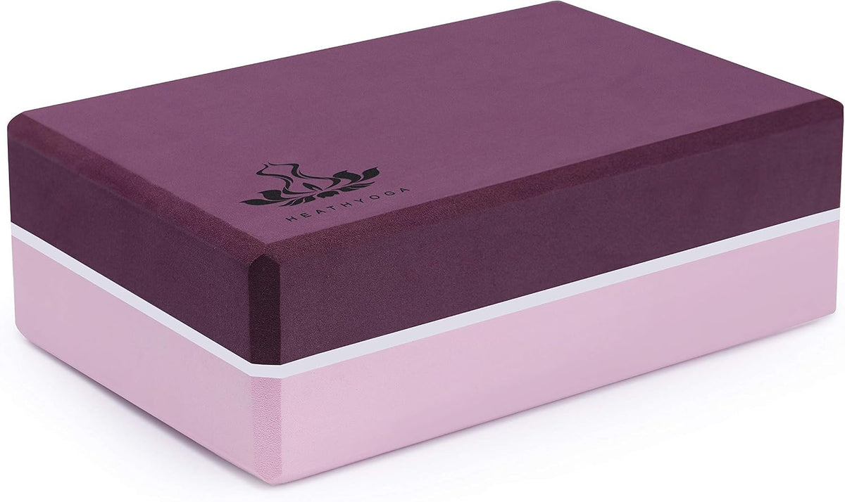 Yoga Blocks 2 Pack with Strap, High Density EVA Foam Yoga Block and Yoga Strap Set to Support and Improve Poses and Flexibility