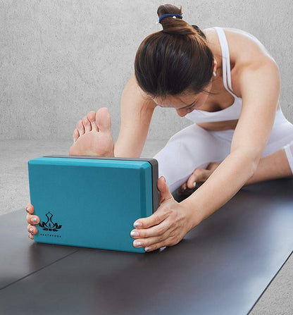 Yoga Blocks 2 Pack with Strap, High Density EVA Foam Yoga Block and Yoga Strap Set to Support and Improve Poses and Flexibility