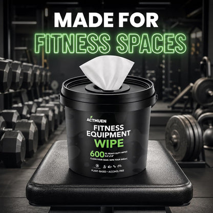 Gym Equipment Wipes, 600 Count Yoga Mat Cleaner Wipes | Green Tea & Aloe Formula • Alcohol Free • Large Wipes • Fresh Scent • Home & Commercial Use