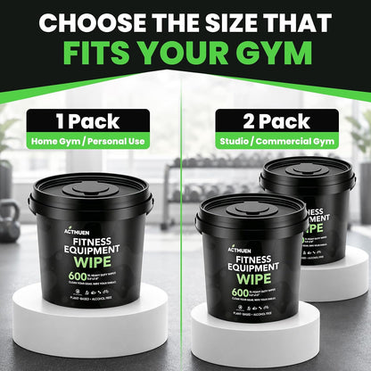 Gym Equipment Wipes, 600 Count Yoga Mat Cleaner Wipes | Green Tea & Aloe Formula • Alcohol Free • Large Wipes • Fresh Scent • Home & Commercial Use