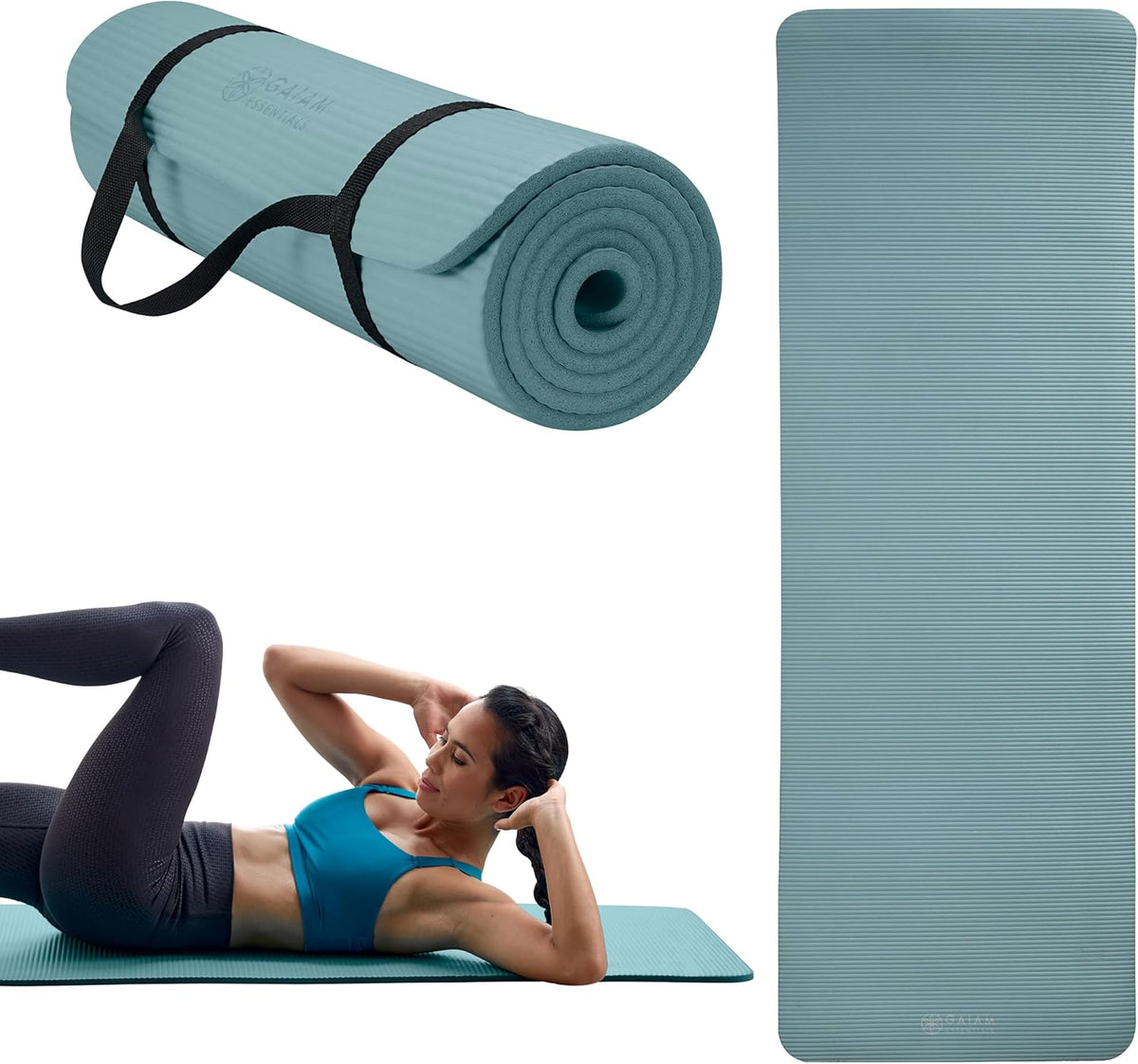 Thick Yoga Mat, Exercise & Fitness Mat with Easy-Cinch Carrying Strap | Non-Slip NBR Foam | Joint Cushioning | Yoga, Pilates, Fitness & Floor Workouts | 72"L x 24"W