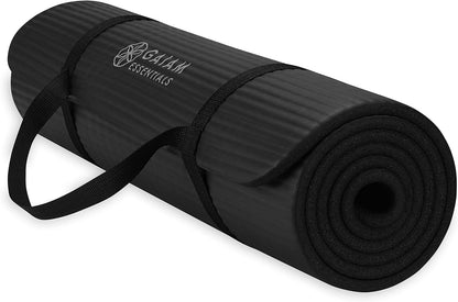Thick Yoga Mat, Exercise & Fitness Mat with Easy-Cinch Carrying Strap | Non-Slip NBR Foam | Joint Cushioning | Yoga, Pilates, Fitness & Floor Workouts | 72"L x 24"W