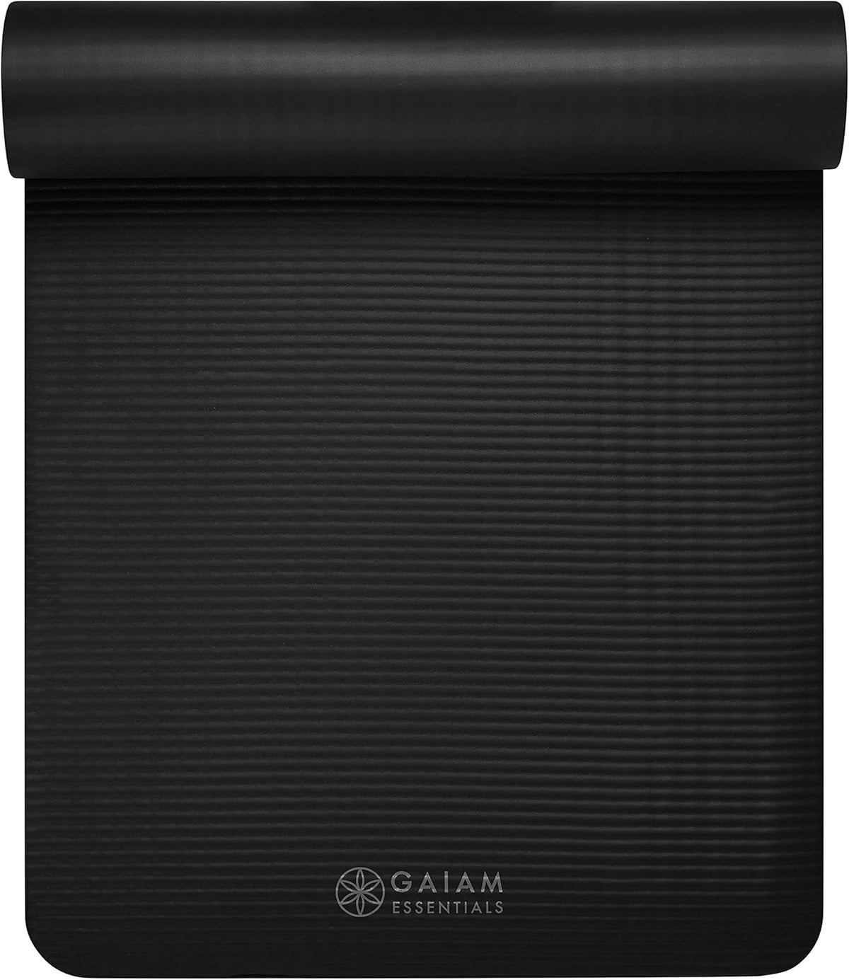 Thick Yoga Mat, Exercise & Fitness Mat with Easy-Cinch Carrying Strap | Non-Slip NBR Foam | Joint Cushioning | Yoga, Pilates, Fitness & Floor Workouts | 72"L x 24"W