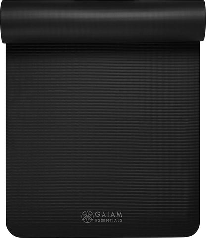Thick Yoga Mat, Exercise & Fitness Mat with Easy-Cinch Carrying Strap | Non-Slip NBR Foam | Joint Cushioning | Yoga, Pilates, Fitness & Floor Workouts | 72"L x 24"W