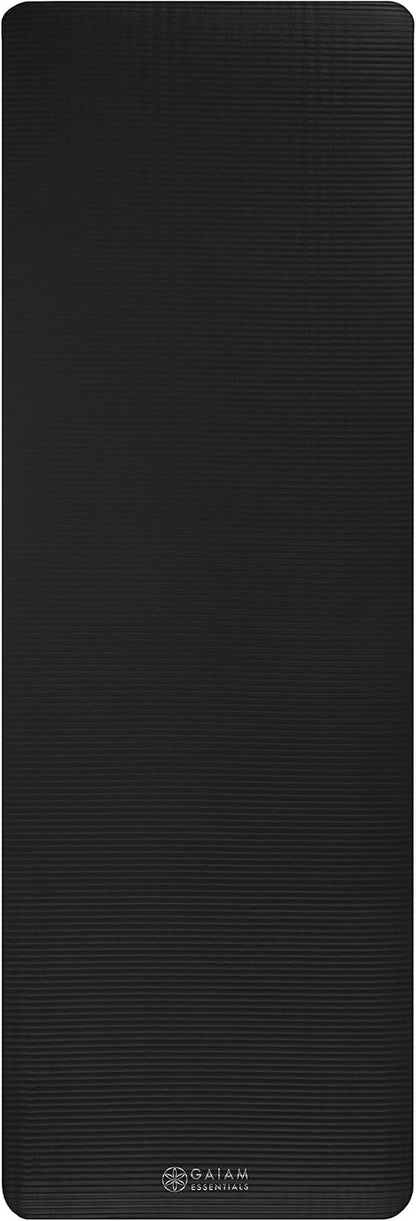 Thick Yoga Mat, Exercise & Fitness Mat with Easy-Cinch Carrying Strap | Non-Slip NBR Foam | Joint Cushioning | Yoga, Pilates, Fitness & Floor Workouts | 72"L x 24"W
