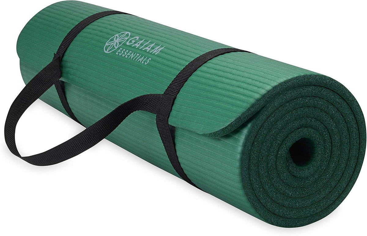 Thick Yoga Mat, Exercise & Fitness Mat with Easy-Cinch Carrying Strap | Non-Slip NBR Foam | Joint Cushioning | Yoga, Pilates, Fitness & Floor Workouts | 72"L x 24"W