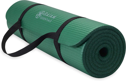 Thick Yoga Mat, Exercise & Fitness Mat with Easy-Cinch Carrying Strap | Non-Slip NBR Foam | Joint Cushioning | Yoga, Pilates, Fitness & Floor Workouts | 72"L x 24"W