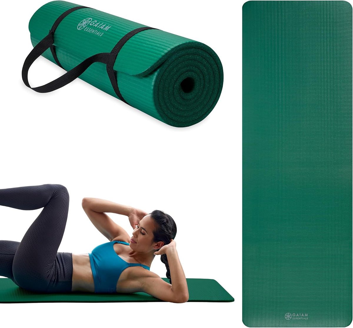Thick Yoga Mat, Exercise & Fitness Mat with Easy-Cinch Carrying Strap | Non-Slip NBR Foam | Joint Cushioning | Yoga, Pilates, Fitness & Floor Workouts | 72"L x 24"W